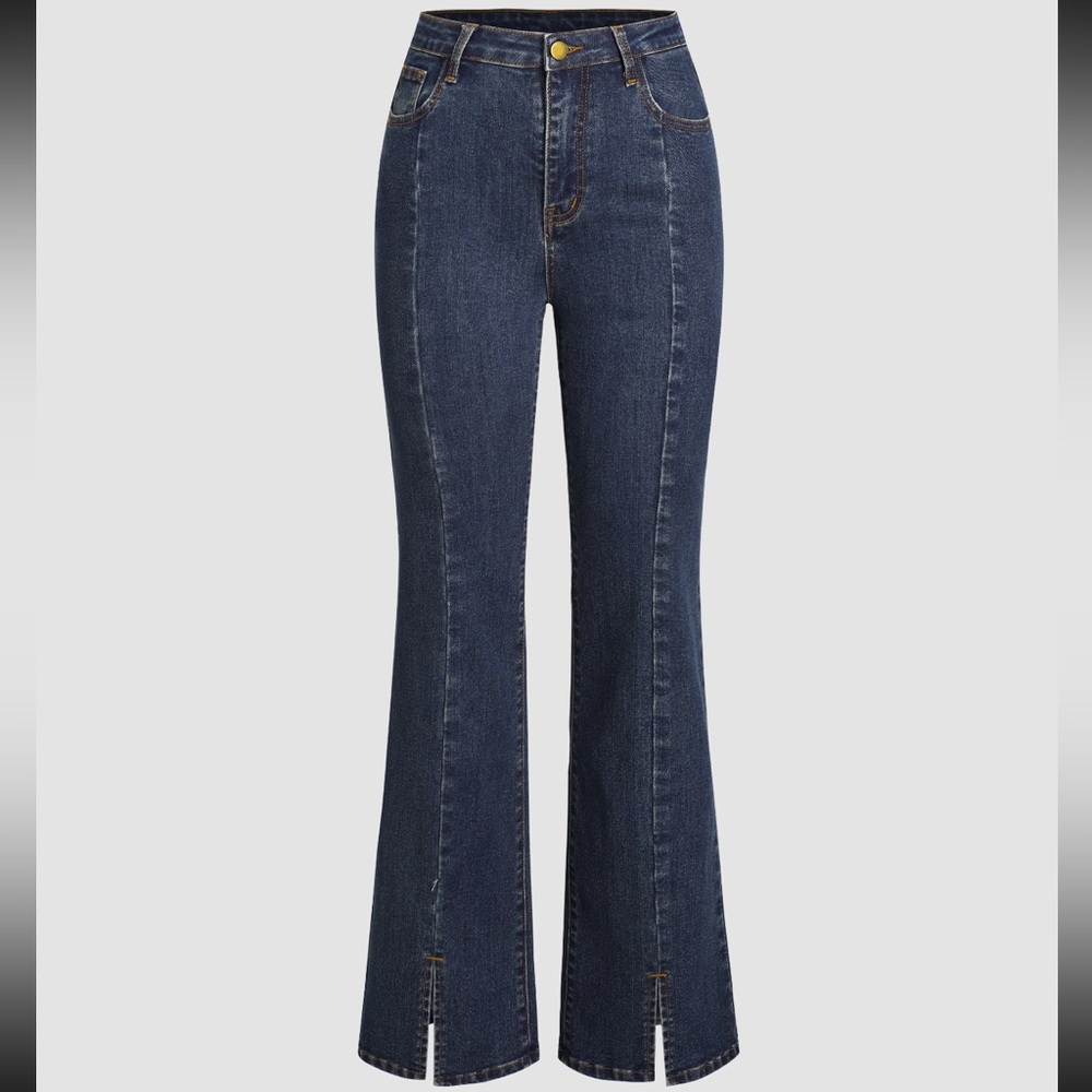 NWOT Split Hem Flare High Waisted Stretch Denim Jeans
